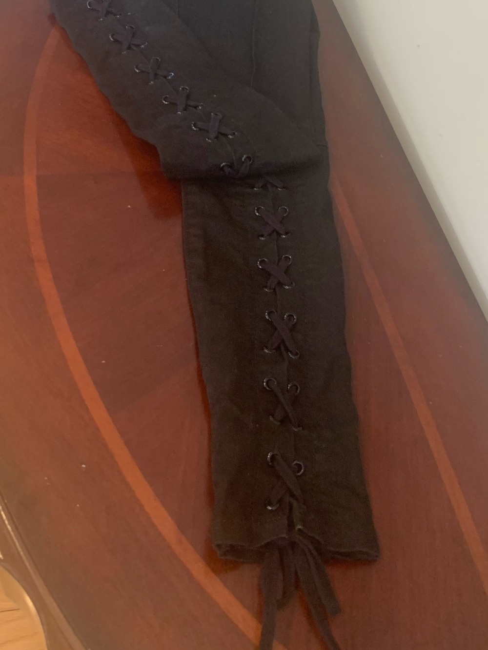 Guess Black Skinny Jeans with Crisscross Tie Accent
